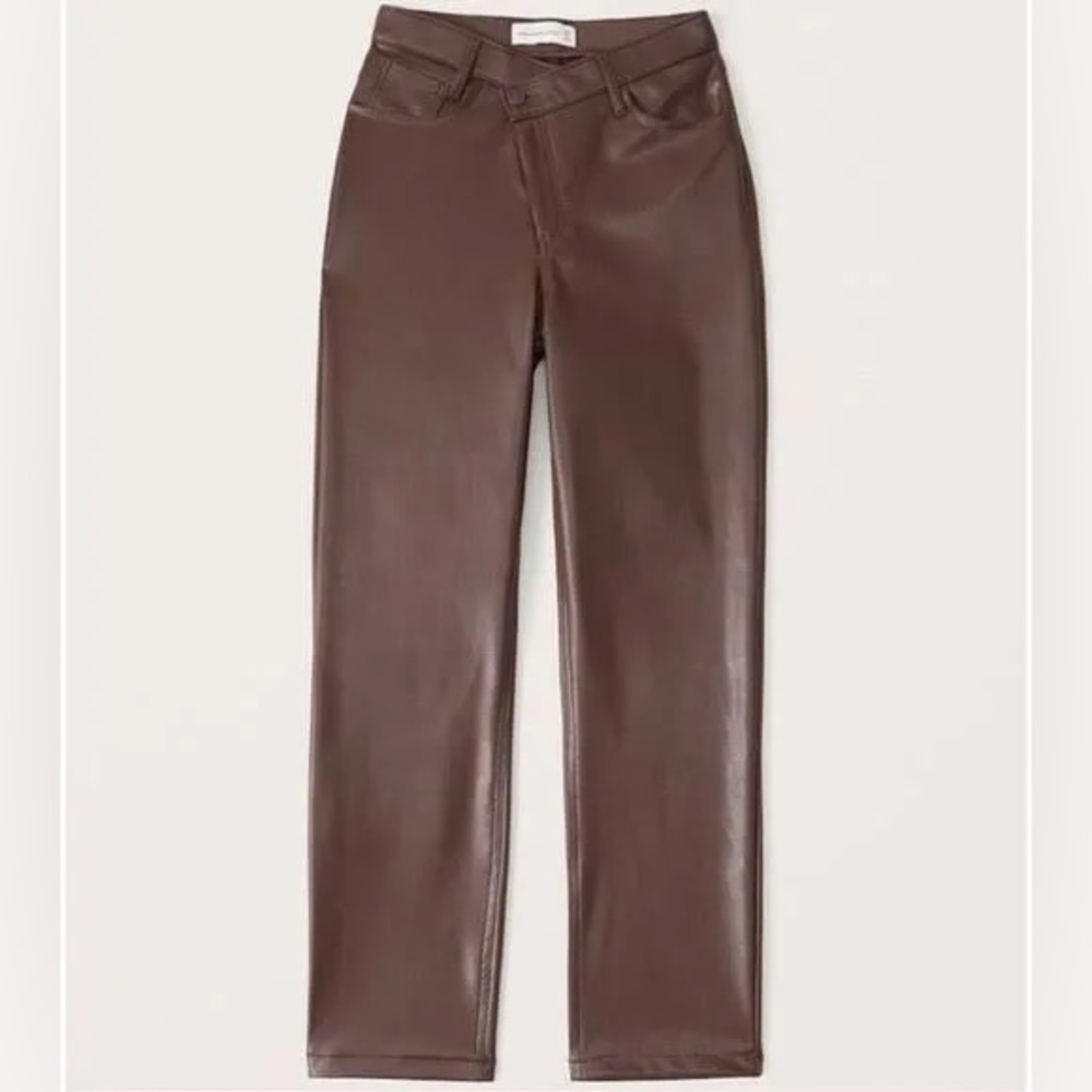 Abercrombie & Fitch Crossover Waist Vegan Leather Dad Pants Size 10 Long